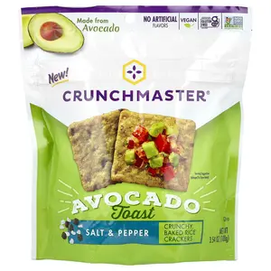 Crunchmaster Avocado Toast, Crunchy Baked Rice Crackers, Salt & Pepper, 3.54 oz (100 g)