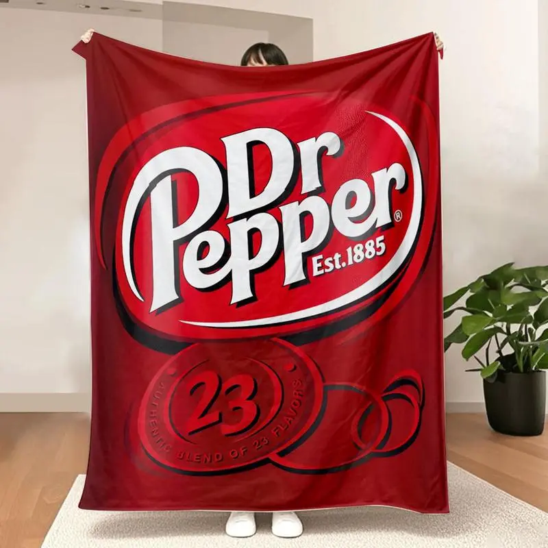 Dr Pepper Flannel Cozy Blanket Throw, Soft Multipurpose Office Bedding Plush Thin Quilt, Ideal Holiday Gift