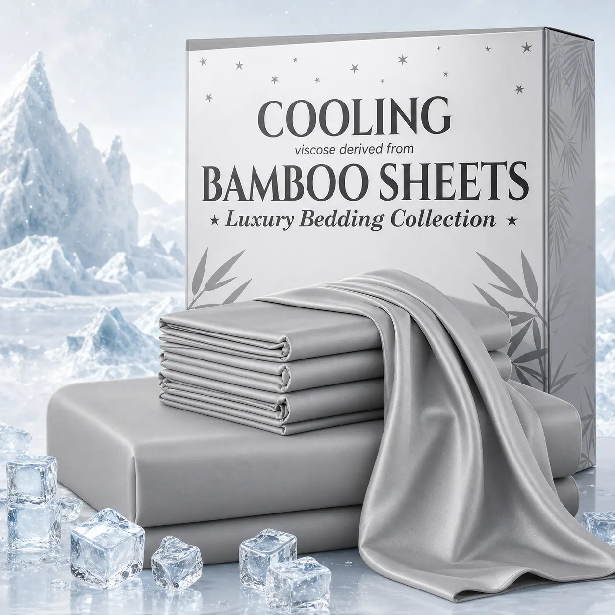 Jollyvogue 6-Pcs Extra Deep Pocket Bamboo Sheets Set - Solid Colors, Soft Comfy Bedding, Hotel Quality, Breathable Durable Bedding, Cooling Viscose, Wrinkle-Resistant, Plain Weave, Year-Round Comfort for All Beds
