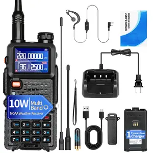 BAOFENG 5RM Ham Radio 10W High Power(Upgrade of UV-5R),8 bands Long Range Two Way Radio Handheld,NOAA, Frequency Copy,999CH,USB C Charging 2500mAh Battery,6.1" &15.12" 771 Long Antenna-1 Pack Full Kit