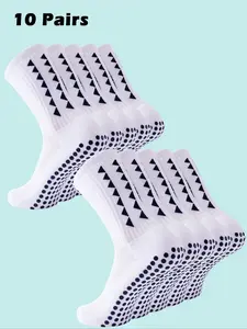 Men's Geometric Print Crew Socks, Non-slip Athletic Socks for Basketball, Football, Sports, Casual Comfy Breathable Mid-calf Socks for Men