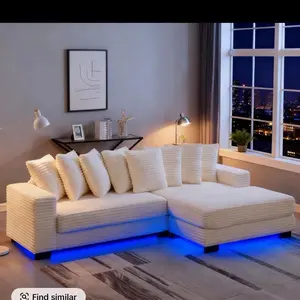 4Packs Shipped]Niccae 110" LED Lighted L-Shaped Convertible Sleeper Sectional Sofa, Modern Uphols