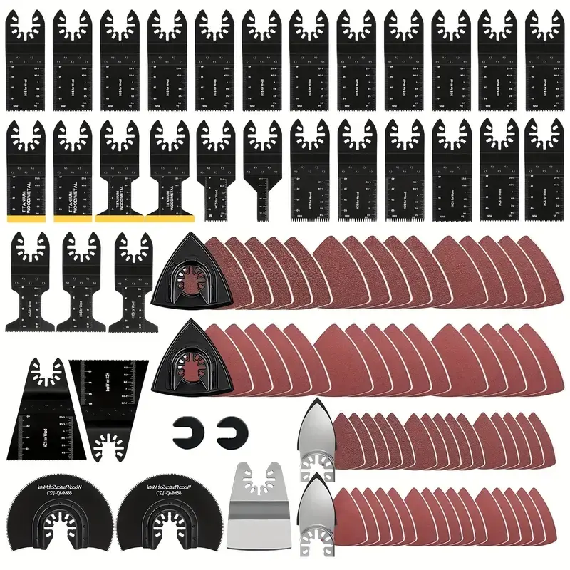 96 Piece Swivel Tool Blade Set, Quick Release Multi-Function Blades for Wood Metal Plastic, Compatible with Milwaukee Makita Ryobi Bosch, Interchangeable Blades