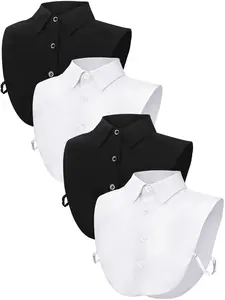 4 Pcs Fake Collar Detachable False Dicky Collar Half Shirts Round for Women Outfits Halloween Costume