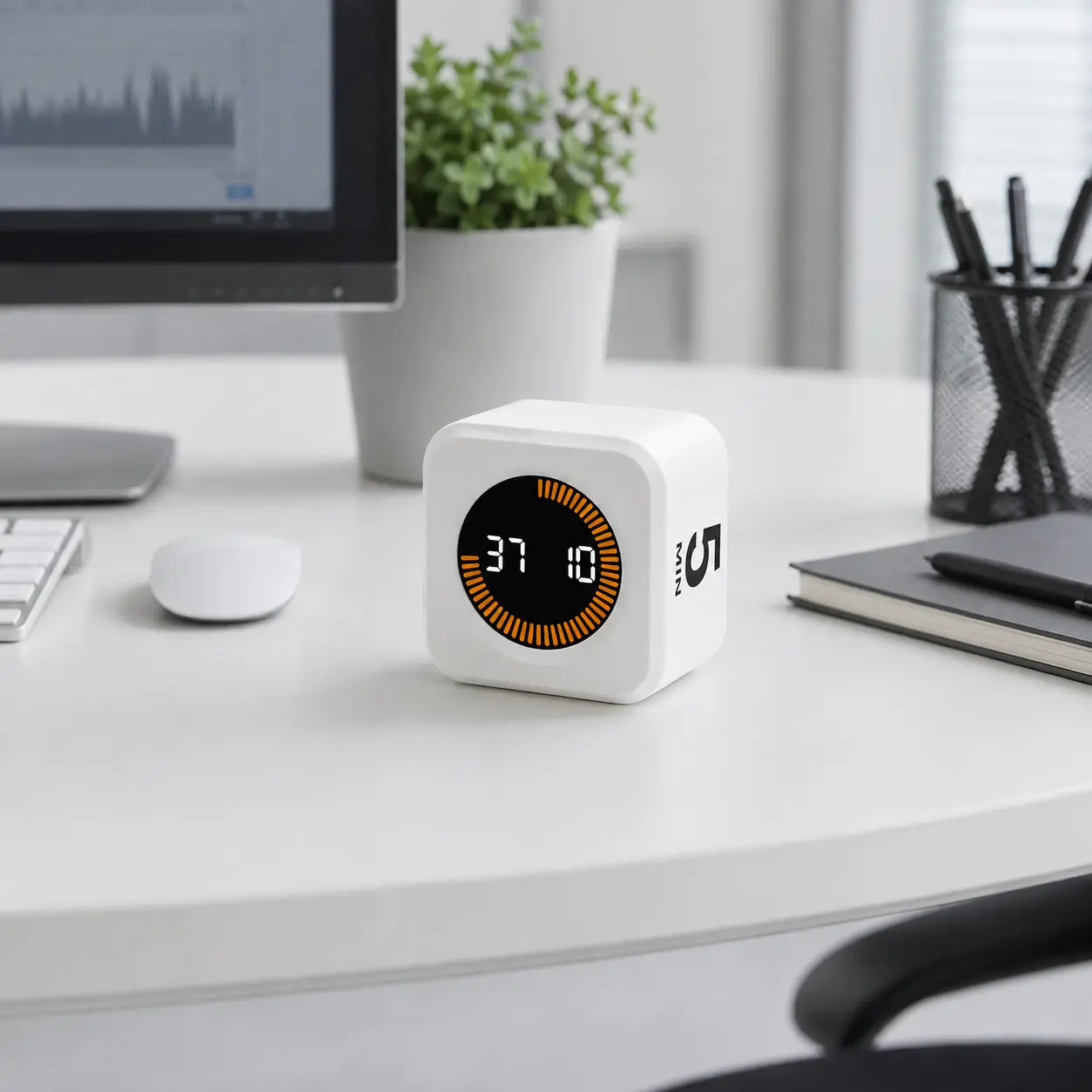 Pomodoro Timer Cube,Desk Productivity Timer with 5/10/25/50 Min & Custom Countdown,Gravity Countdown Clock with Pause & Resume, Mute & Sound Alert for Study, Work, Office