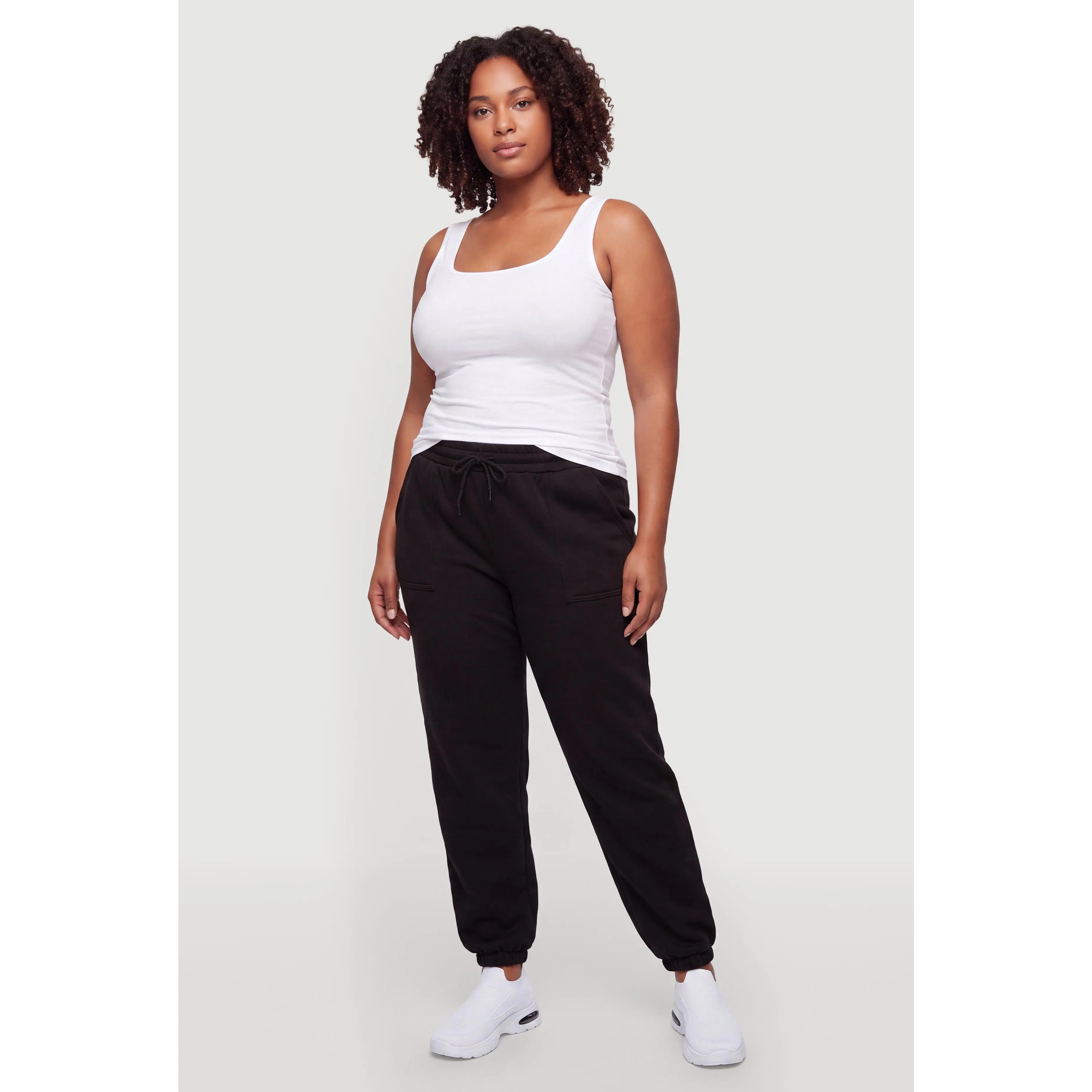 Plus Size High Drawstring Waist Fleece Lined Sweatpants