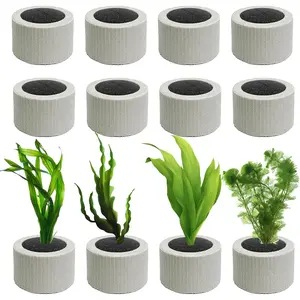 12 count Aquarium  Weight Ceramic Ring with Black Sponge, Aquarium  Weights Pot Anti Floating for Fish  Water  Landscape Decoration Accessories