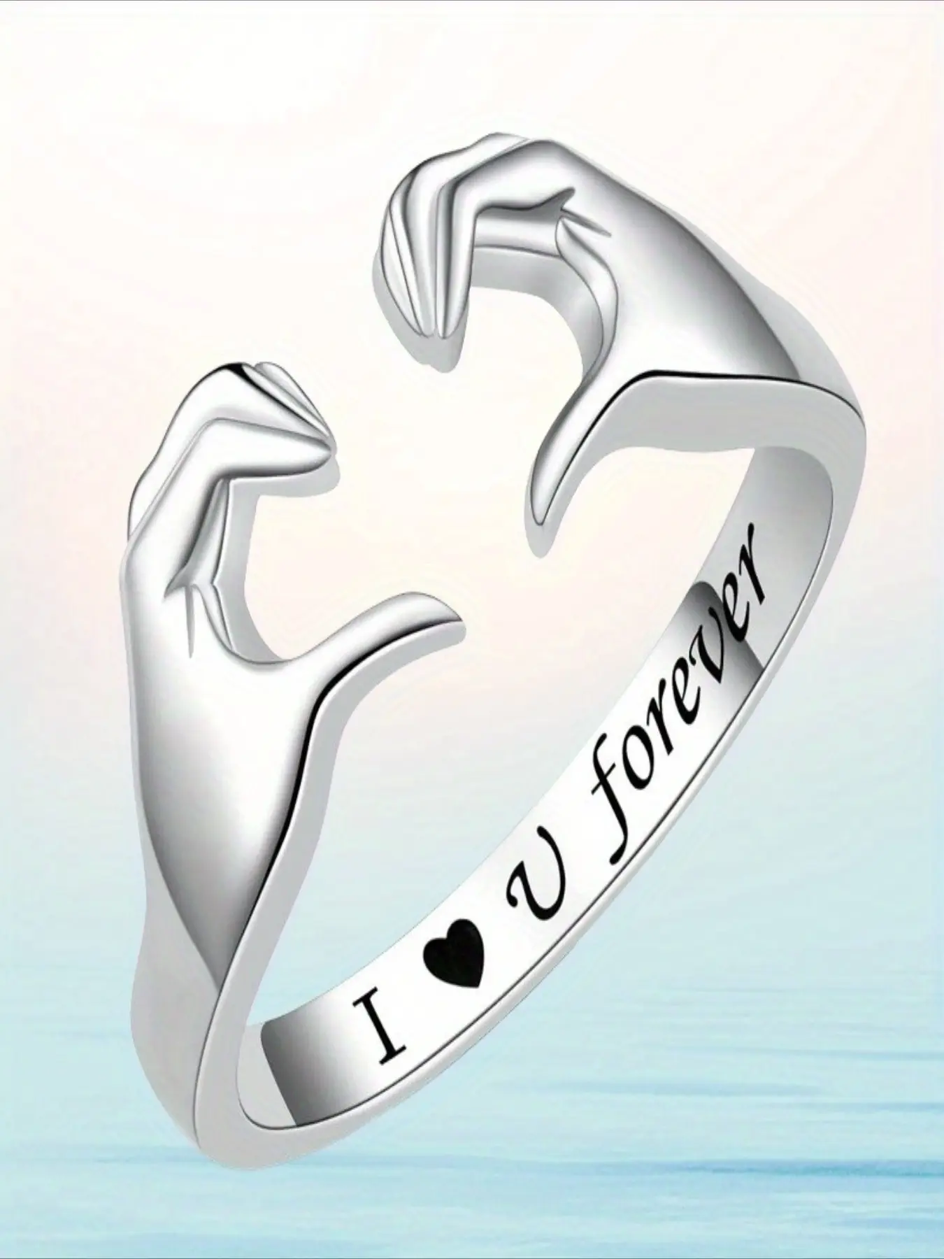 Hug Rings Adjustable Love Ring I Love You Forever Always with You Jewelry Rings Beautiful Rings Couples Bands Hugging Ring Fashion Promise Ring for Men, for Teenager