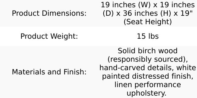 Gustavian Dining Chair, White Linen