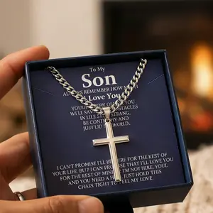 MILACOLATO 925 Sterling Silver Cross Necklace Beveled Edge for Men Women 5mm Stainless Steel Non Tarnish Durable Cuban Link Curb Chain Crucifix Pendant Necklace Jewelry 16-30 Inches Christian Baptism Giftst Necklace Jewelry 16-24 Inches, Cross Necklace Wo