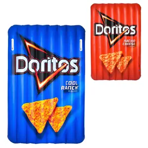 Doritos Reversible Pool Float - Officialy Licesned Double Sided Cool Ranch and Nacho Cheese Inflatable with Built-in Handles Extra Large 5.8 Foot Snack Shaped Floatie for Pool, Beach and Lake