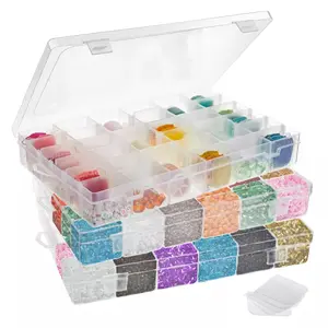 3 Pack Bead Storage Organizer Box with 36 Grids and Removable Dividers