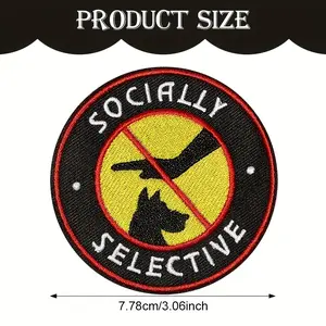 3Pcs Social Selective Embroidered Logo Patches - "Don't Pet" Design, Adhesive Backing, Iron-On Ready, Sew-On Capability for Pet Accessories, Three Patches