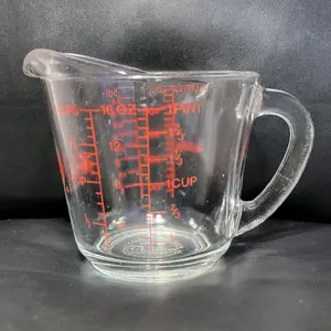Vintage Fire King Anchor Hocking Glass #498 Measuring 2 Cup 16 oz. Red USA Made