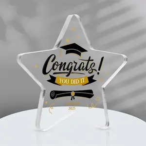 2025 Graduation Gift, Desk Ornament, Class Of 2025 High School University Graduation Gifts, Table Centerpiece Paperweight for Graduates Boys Girls, Acrylic Plaque Decor