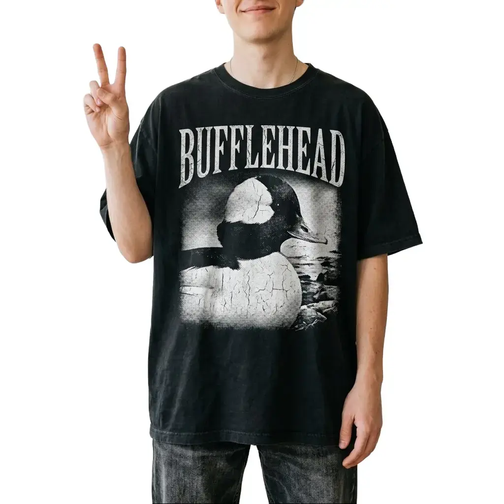Bufflehead Graphic T-Shirt for Men Women, Funny Vintage Animal Tee, Cute Wildlife Shirt, Casual Unisex Cotton T-Shirt, Nature Lover Gift, Gildan 5000 Heavy Cotton Tee