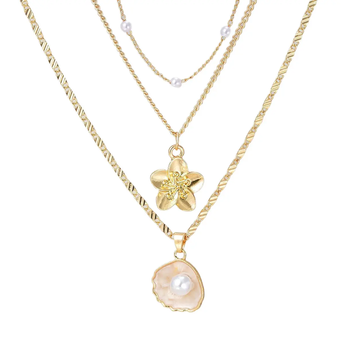 Charm Necklaces for Women,14k Gold Plated Waterproof Dainty Layered Choker  Necklace Summer Seashell Pearl Beach,Cute Necklaces Fashion Jewelry Gif