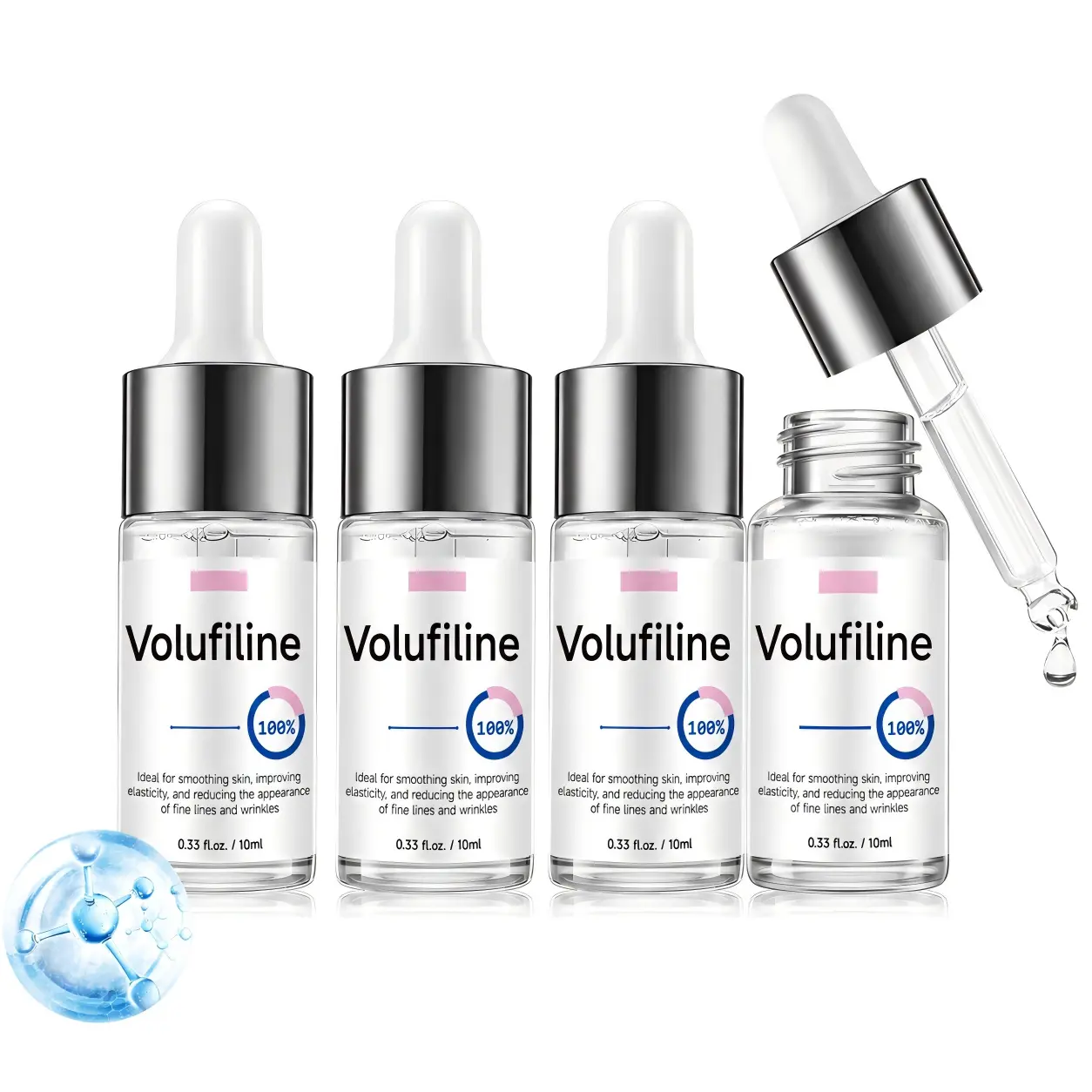 2-Pack Premium Volufiline Pure Concentrate Serum, Natural French Plant Sourced Ampoule, DIY Face Body Skincare Enhancer, Hydrating Smoothing Care Improves Skin Firmness, 10ml ×2 Bottle Set