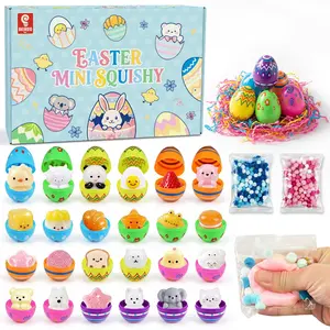 BEIREG 24 PCS Mini Taba Squishy Toys with Prefilled Eggs, Grass Filler & Stress Relief Squeeze Fidget Toys, Small Prizes for Kids Classroom & Birthday Party Favor Gifts