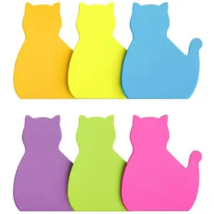 6 Cartoon Cat Sticky Notes Labels, Vibrant Colors, 30 Sheets Per Book, Creative Design, Ideal for Notebooks, School Supplies, Office Use, Adhesive Tabs, Book Accessories