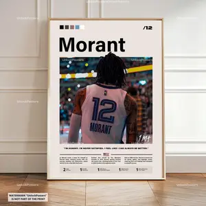 Ja Morant Poster Home Gym Decor, Motivation Wall Art, Motivational Print