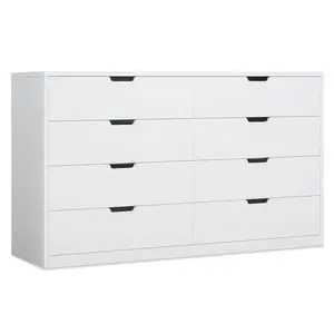 8 Drawers Dresser with Large Capacity White Modern Storage Cabinet