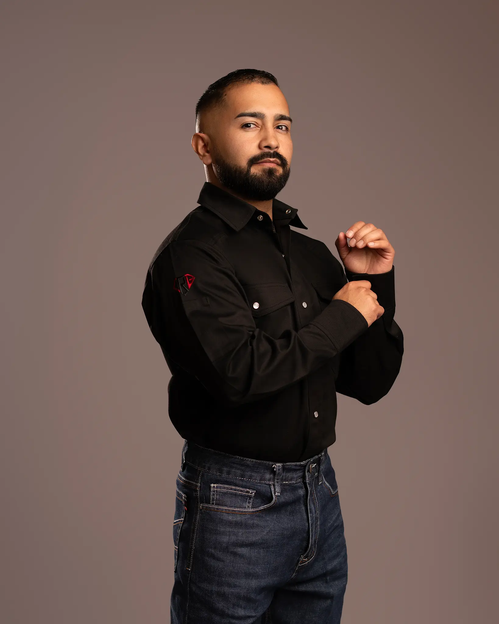 CRG FR Black Pearl Snap Button Up
