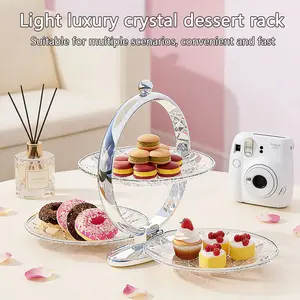 Elegant Foldable Dessert Stand, Multi-Layer Fruit Snack Cake Display Rack, Nordic Luxury Candy Box, Afternoon Tea Storage Organizer