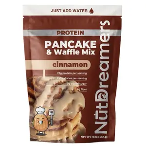 Nut Dreamers Cinnamon Protein Pancake & Waffle Mix - High Protein Naturally Flavored Clean Ingredients High Fiber Easy Healthy Breakfast Baking - 16oz