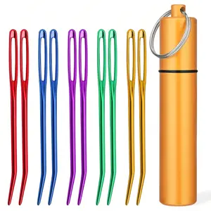 10pcs Yarn Needles Set, Knitting & Crochet Hooks, Large-Eye Sewing Needle Tools, Aluminum Storage Box Included, Ideal for Crafting Projects, Diy Knitting Supplies