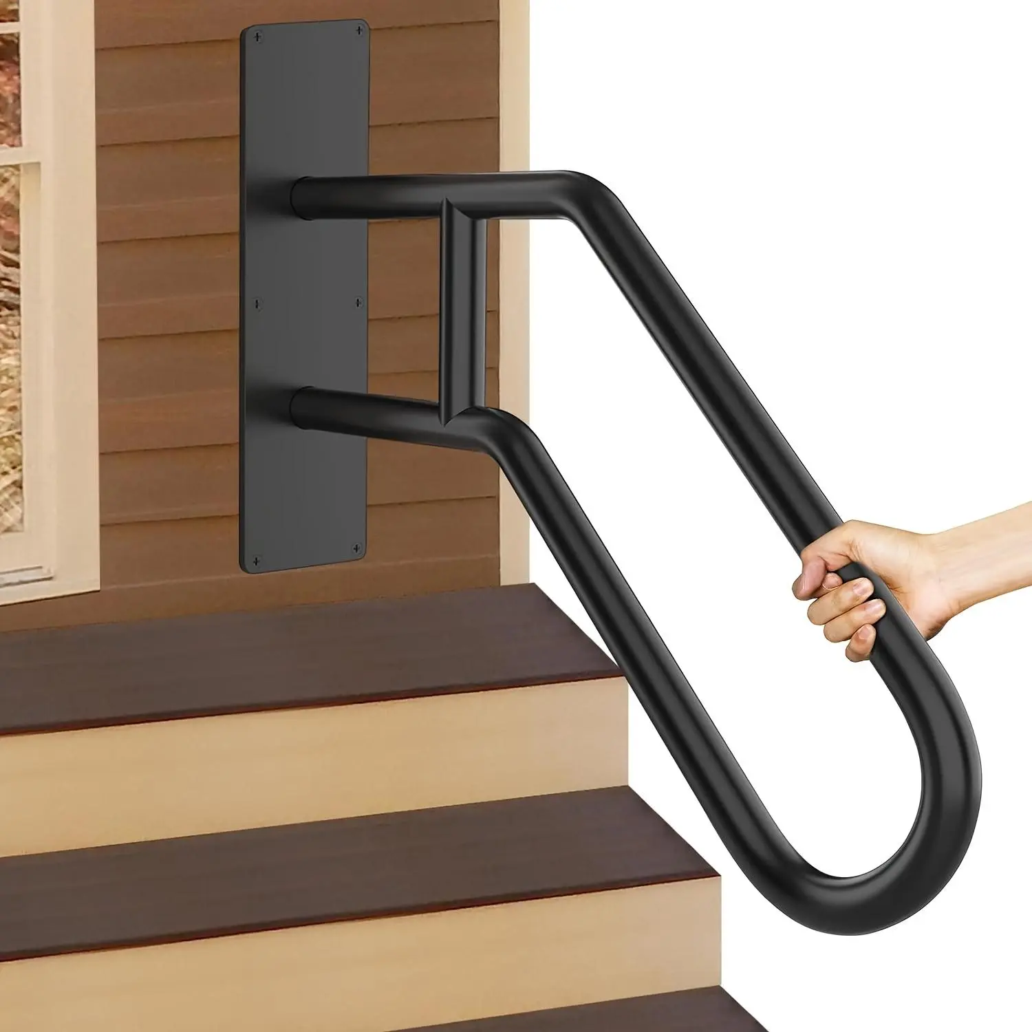 1-Piece Premium Stainless Steel U-Shaped Stair Handrail Bar - Easy Installation, Anti-Slip Grip Surface, All-Weather Outdoor Steps Railing, Elderly-Friendly Home Safety Hardware Accessory That Provides Reliable Hand Support