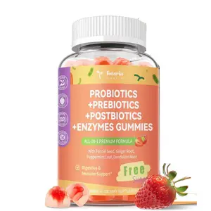 Totaria Sugar Free 5-in-1 Probiotic Prebiotic Postbiotic Gummy, 36 Strains Probiotics for Women Men with Digestive Enzymes, Peppermint, Complete Immune, Gut & Digestive Support, Vegan, 60 Counts