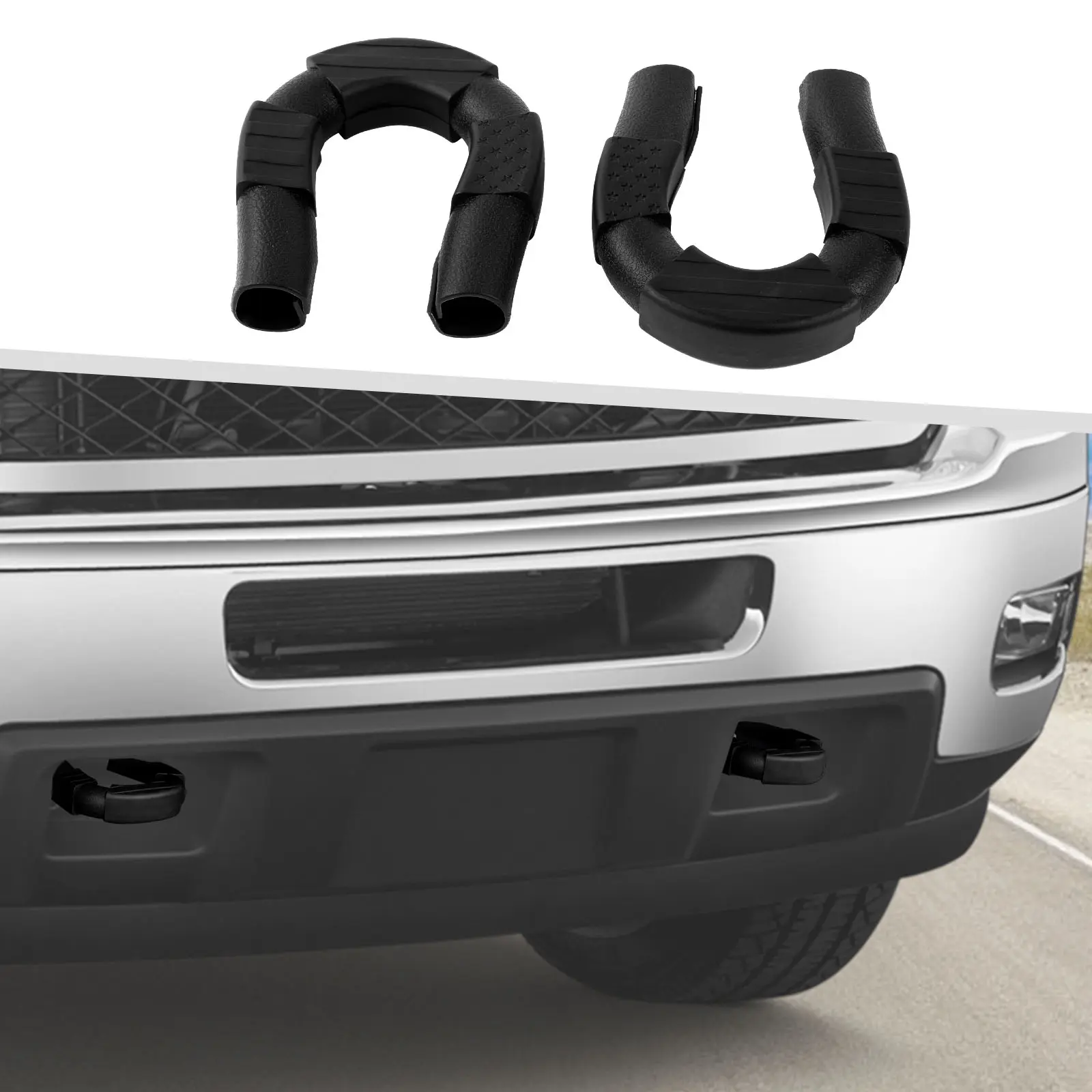 2-Item/Set Front Trailer Bumper Track Tow Hook Protector Cover, ABS Car Protector for 2007-2013 Chevy Silverado Accessories, Laser-Cut Scratch-Proof 14x13x3cm Car Exterior Decoration & Accessory
