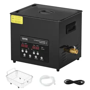 【DealsForYouDays】VEVOR 10L Digital Ultrasonic Cleaner, 240W 40kHz Machine with 304 Stainless Steel Tank, Heater, Timer, Gentle Mode, Upgraded Degassing, Drainage System for Eyewear, Jewelry, Automotive Parts