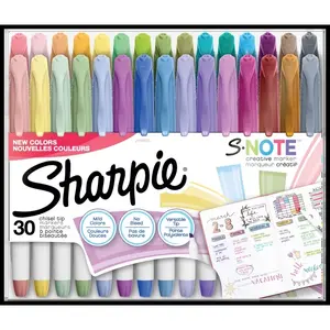 Assorted Colors, Chisel Tip, 30 Count，S-Note Creative Markers, Highlighters