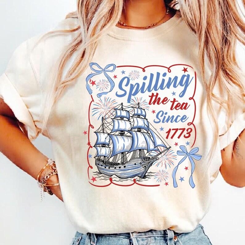 Spilling The Tea Since 1773 Comfort Color Shirt, Spilling the Tea, Usa Patriotic Shirt, 4th of July Party Shirt, Independence Day Tee, Full Colors
