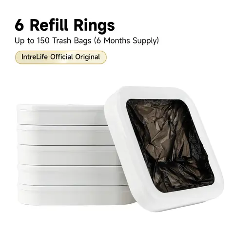 IntreLife Smart Bin T AIR X Official Refill Rings for 150 Trash Bags - 6 Months Supply, Durable & Recyclable, 4 Gallon Capacity