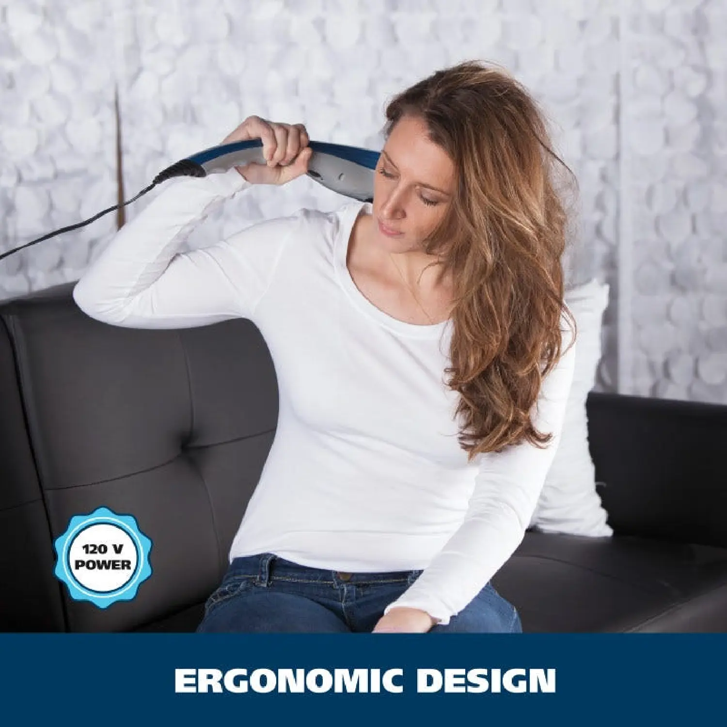 Wahl Deep Tissue Corded Long Handle Percussion Massager, Handheld Therapy with Variable Intensity to Relieve Pain in the Back, Neck, Shoulders, Muscles, & Legs, FSA Eligible, Model 4290-300