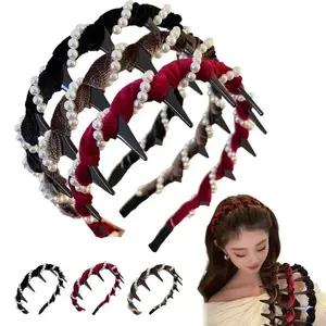 3/6 PACK Vintage Pearl Hairband for Women - High Cranium Braided Headband with Anti-Slip Teeth, Elegant Imitation Pearl Headwrap for Daily Wear, Party, Bridal Shower | Fashion Hair Accessories Gift for Her