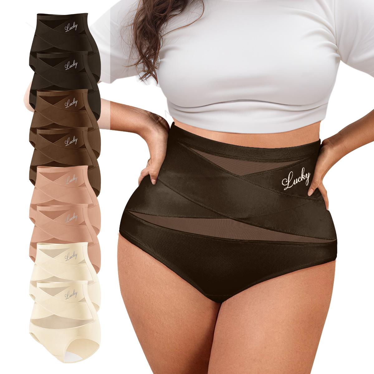 Morelect Women's High-Waist Panties,3/4/5/6/8 Pack Lucky Letter Logo,Cross-Mesh Panel Underwear,Ultra Soft Comfort Fit Briefs - Womenswear SpringStatements