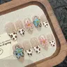 Press on Nails Handmade Reusable Fake Nails For Girls 10PCS Hand Painted Salon Loveful Acrylic 3D Nails for Woman