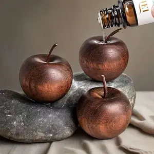 Natural Wooden Diffuser, Apple Shape Essential Oil Diffuser, Safe Fire-Free, Auto Diffusion System, Home Office Car Decor, Air Freshener Gift