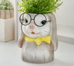 Girl Next Door Animal Planter with Glasses