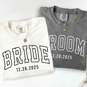 Custom Bride & Groom T-shirt, Comfort Colors, Personalized Engagement Shirt, Matching Couples Outfit, Wedding Party Tee, Bride Groom Gift