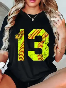 100% Cotton Vintage Softball 13 Jersey Number Vintage Distressed Classic T-Shirt
