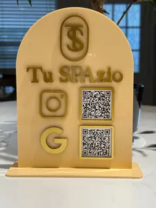 Two QR codes Acrylic business sign, with business name, social media sign.