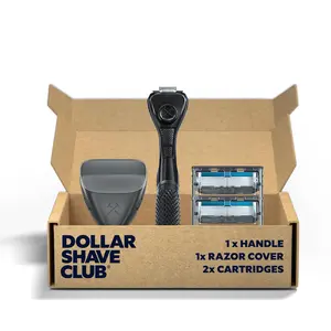 Dollar Shave Club | The Guest Pass Shave Set | 2 Extra Close Refill Cartridges, 1 Handle (Black), 1 Razor Cover