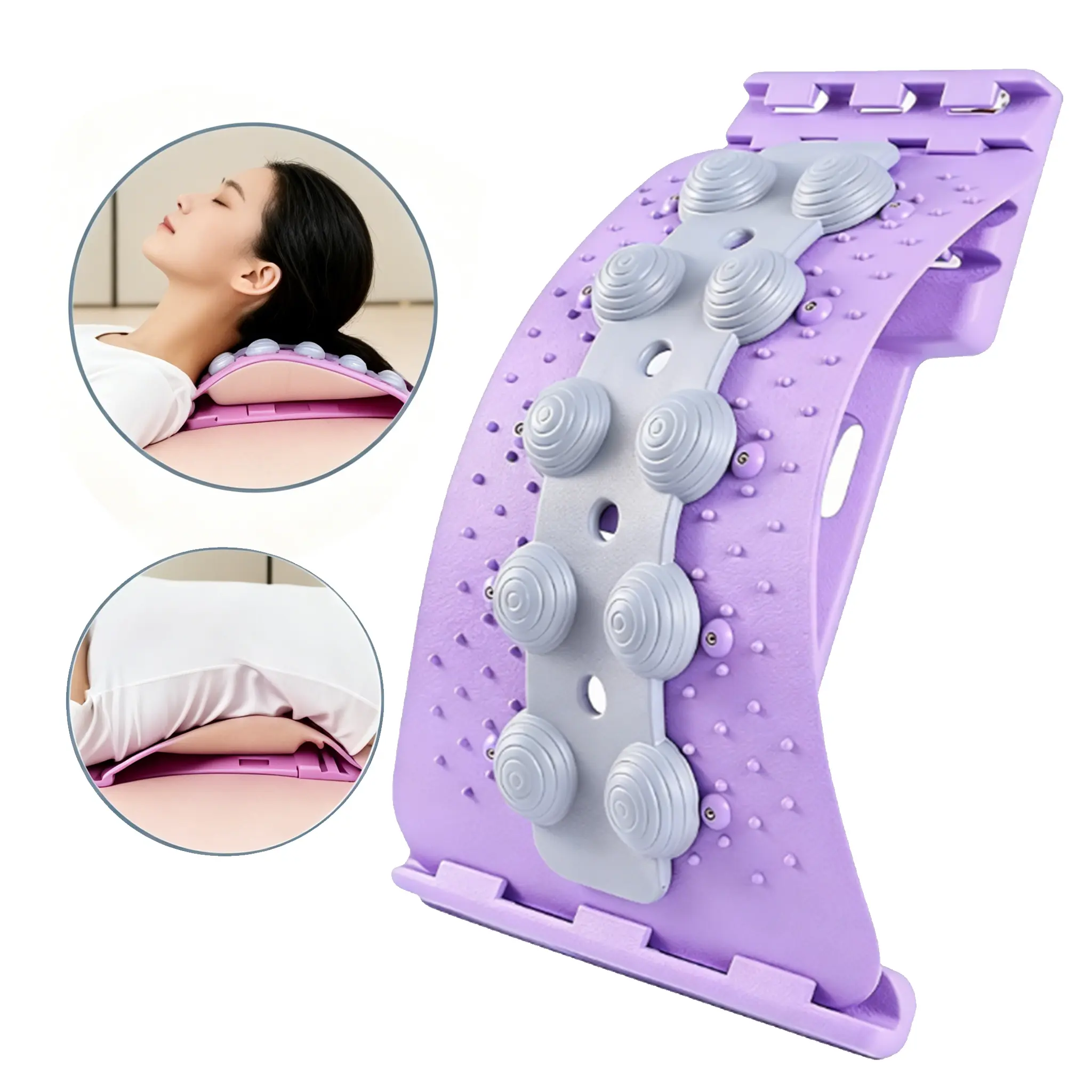 Ergonomic Spine Aligner and Back Stretcher for Adults, Textured Body Care Tool for Lumbar Support, Portable Muscle Soreness Easer for Yoga & Home, Full Back Stretching, Home/Outdoor, Posture Fix, Lumbar Relief