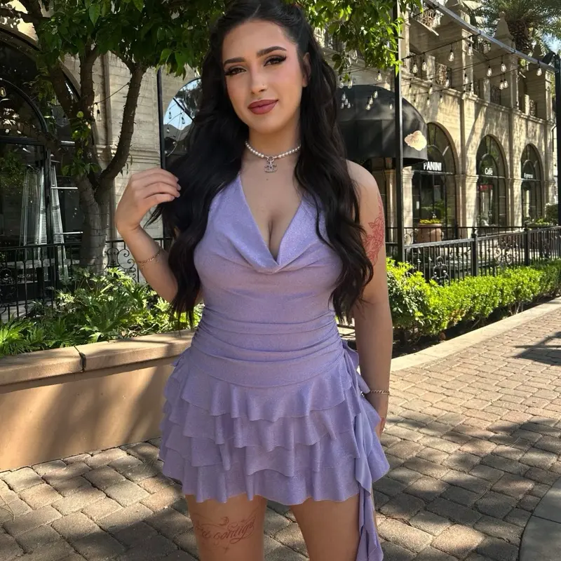 Mya Glitter Romper Dress (Lavender)