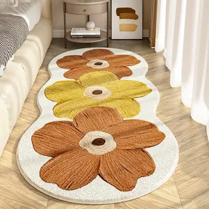 Fresh Floral Carpet, Plush Bedside Blanket, Bay Window Tatami Mat, Irregular Shaped, Suitable for Bedrooms, Living Rooms, Holiday Gift